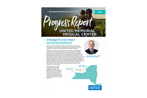Cover of progress report for United Memorial Medical Center